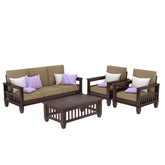 Trinity Solid Sheesham Wood 5 Seater Sofa Set (3+1+1, Walnut Finish)
